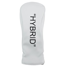 Golf Club Covers – Premium Leather Driver Headcover, Fairway Wood, 3 Wood, Hybrid, Fits Mallet Blade Putter Head Covers (White Headcover, Hybrid)
