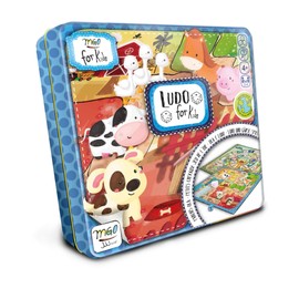 My First Games, Ludo and the Game of the Goose for Kids and Families, Classic Board Game in Metal Box, Animal Game and Wooden Dice, for 2-4 Players