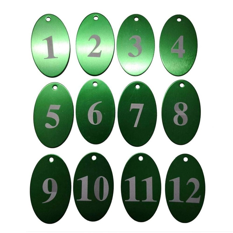 Sourcemall Aluminum Alloy Numbered Tags with Key Ring (Green, 1-50)