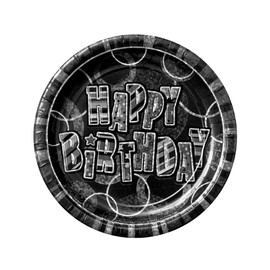 Unique Party 28475 - 23cm Prism Glitz Black Birthday Party Plates, Pack of 8