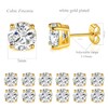 18K Yellow Gold Plated 3.0 mm Round Clear Cubic Zirconia