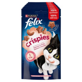FELIX Crispies Snack per Gatti Adulti con Salmone e Trota 8 Confezioni da 45g