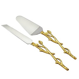 Elegance Golden Vine - Juego de cuchillos para tarta/cuchillo, 35 cm, plata/oro