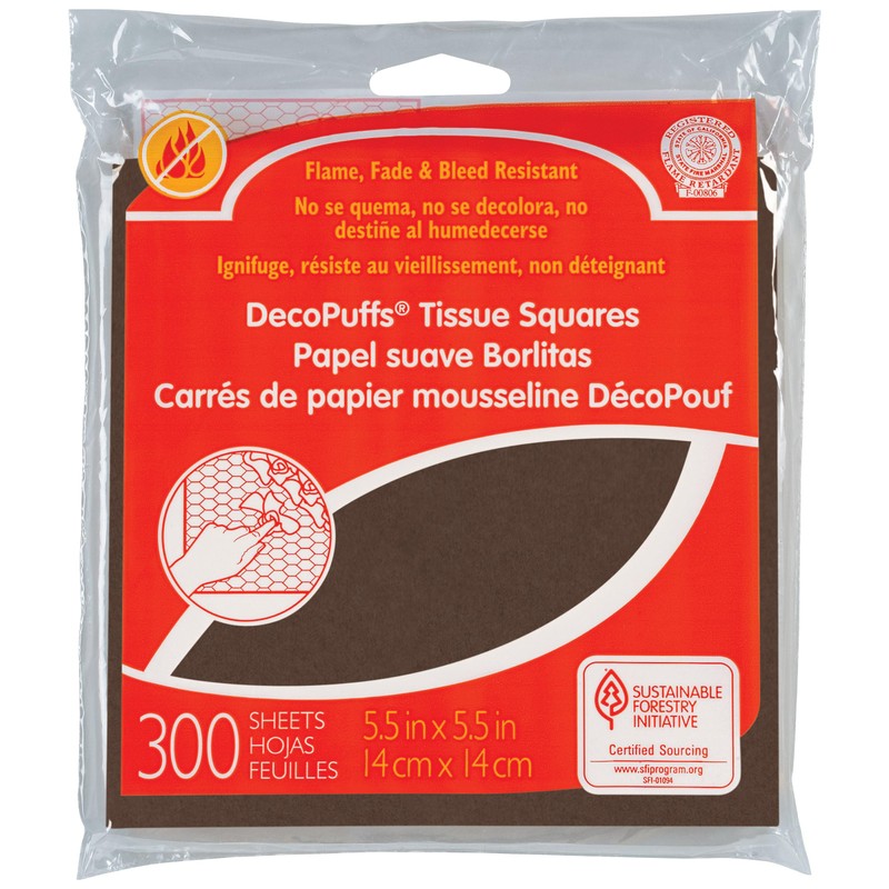 DecoPuffs Tissue Paper Squares, Brown, 5-1/2" x 5-1/2", 300 Count