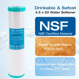 H&G Lifestyles 20 x 4.5 Whole House Water Softener Filter, Ion Exchange Filter Replacement Cartridge,Remove Calcium Magnesium,Prevent Scale Build-up,for Any 20" Whole House Water Filters System