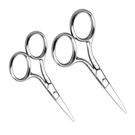 2pcs Stainless Steel Eyebrow Trimmer and Vibrissa Scissors Set for Grooming Small Size Multi-use for Men and Women for Eyebrow and Nose Hair