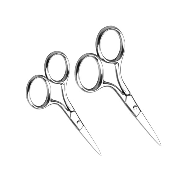 2pcs Stainless Steel Eyebrow Trimmer and Vibrissa Scissors Set for