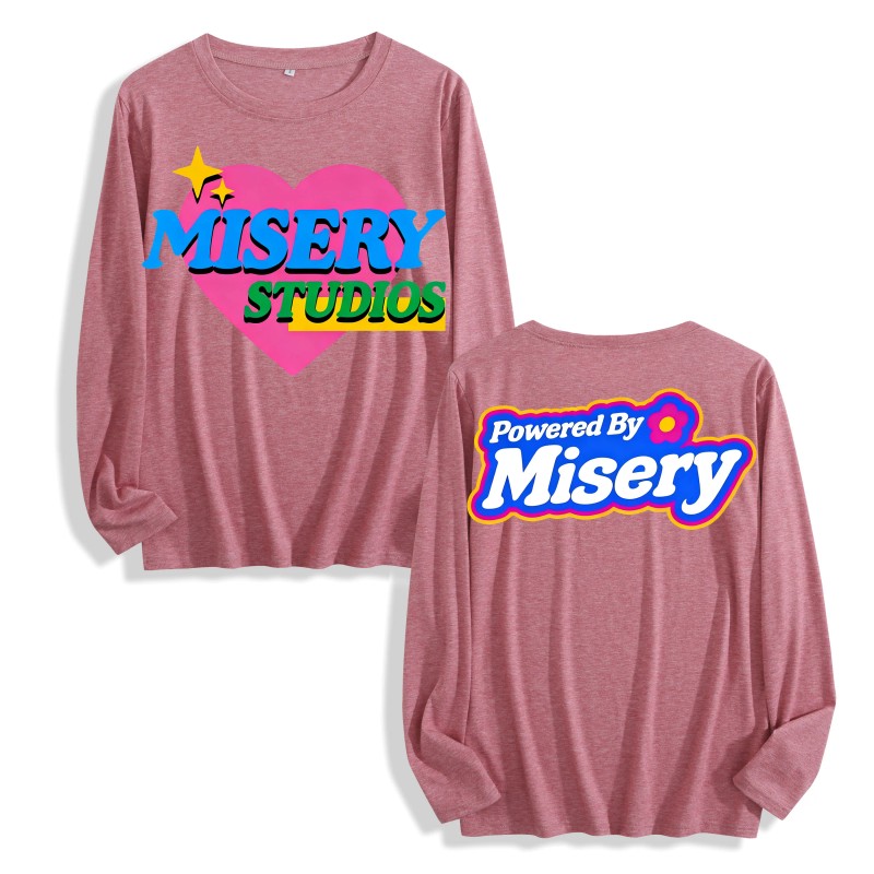 4 Colors Vibrant Heart Misery Studios Print Long Sleeve T
