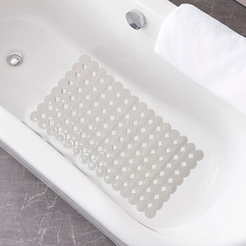 Foldable Non Slip Bathtub Mat Shower Mat Bath Mat with120 Suction Cups Bathroom Mat for Inside The tub Safe and Comfortable (White, 28x16 inch)