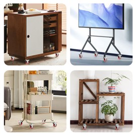 Stem Caster Wheels Heavy Duty Casters PU M8-1.25x1 inch (Stem Diameter 8mm, Stem Length:1 inch) Casters with Brake Dual Locking for Home, Office, Industry use (4 Inch, with Brake-Red)