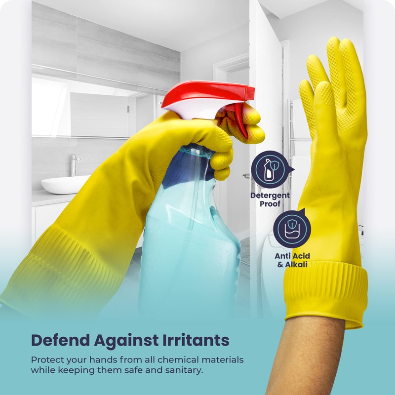 FMP Brands Yellow Large 15 Inch Extra Long Rubber Dishwashing