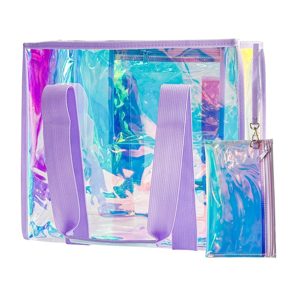 TotePrint Holographic PVC Stadium Carry Bag - Waterproof Event Bag