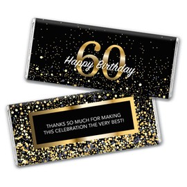 24ct 60th Birthday Party Favors Custom Wrappers for Chocolate Bars (24 Count) - Candy Not Included