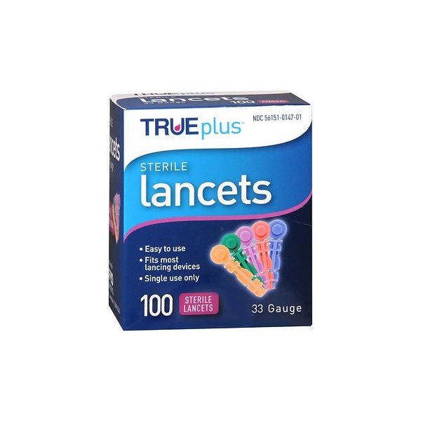 Trueplus Sterile Lancets 33 Gauge - 100 ct, Pack of 2