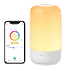 Meross Smart LED Bedside Lamp Touch Dimmable Works with Apple HomeKit, Colour Changing WiFi LED Night Lamp Works with Alexa and Google Home, RGBWW Night Light with Timing for Living Room