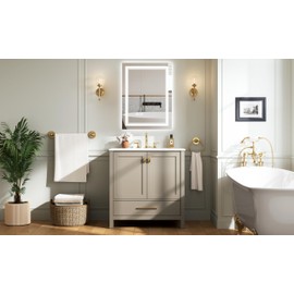 TIFULLHOME 24x32 Inch Led Bathroom Mirror with Front and Backlit, Anti-Fog, CRI90+, 3 Colors, Dimmable Vanity Mirror with Lights, Top Tempered Glass, ETL Listed, Wall Mounted (Horizontal/Vertical)