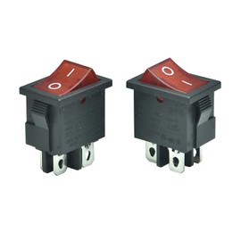 FILSHU 5pcs Snap-in DPST Mini Rocker Switch On-Off Red Lamp 4Pin 6A/250VAC 10A/125VAC T85