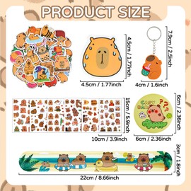 196pcs Capybara Party Favors, Capybara Party Gift Supplies for Birthday Party, Classroom Rewards, Serve 24