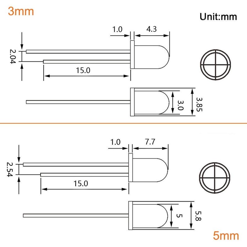 TAORAYO Light Emitting Diode, Electronic Component Light, Transparent LED Set,