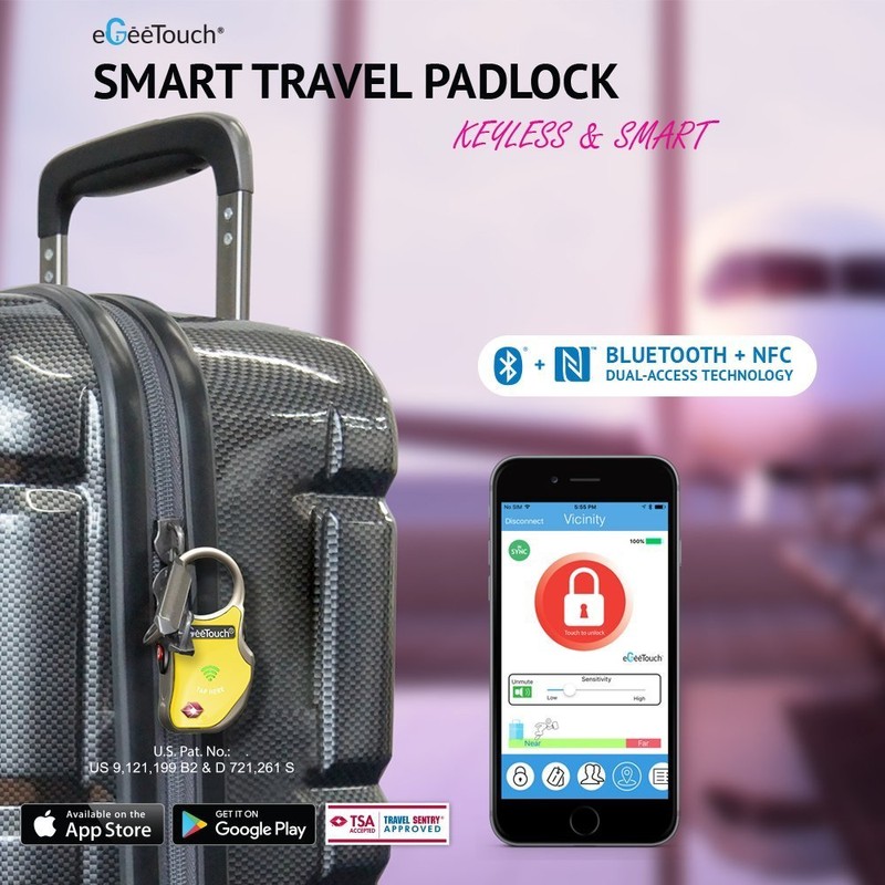 eGeeTouch GT100 Yellow - Set of 2, Smart Travel Lock,