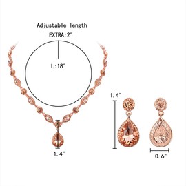 EleQueen Women Bridal Crystal Teardrop Y Necklace Dangle Earrings Sets for Bridal Wedding Clear