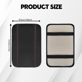 Car Armrest Storage Box Mat, Car Arm Rest Cover, Waterproof Armrest Cover Center Console Mat, Fiber Leather Embossing Car Center Console Accessories Fit for Most Cars (Black & Pink/12.6X 7.2 Inch)