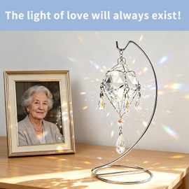 Memorial Gifts for Loss of Loved One, Sympathy Gifts Tabletop 50mm Crystal Suncatcher with Stand and Hanging Chain, Condolences Gift for Loss Family, Miscarriage, Grief, Bereavement Gifts Ideas