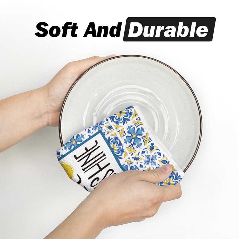 Artoid Mode Lemons Florals Hello Sunshine Summer Kitchen Towels Dish