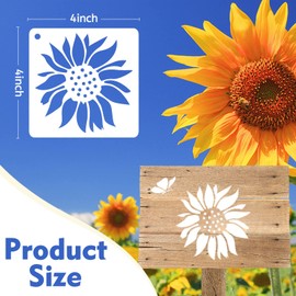 50 PCS Flower Painting Stencils Reusable Flower Stencils for Painting on Wood Rocks Canvas Fabric Glass Pottery 4x4 Inch