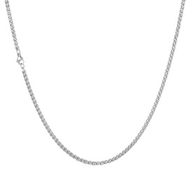 HSWYFCJY Mens Wheat Chain Necklace Silver Men Braided Chain Necklace 3MM Stainless Steel Necklace 46 cm Long Fashion Jewellery Gifts for Men Women