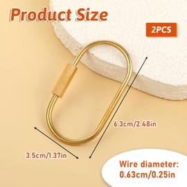 ZEYIYER 2 PCS Gold Carabiner Clip, Brass Key Ring Screw Lock Keychain, Gold Keychain Clip, Unisex Screw Carabiner Keyrings, Simple Style Key Charms for Handbags