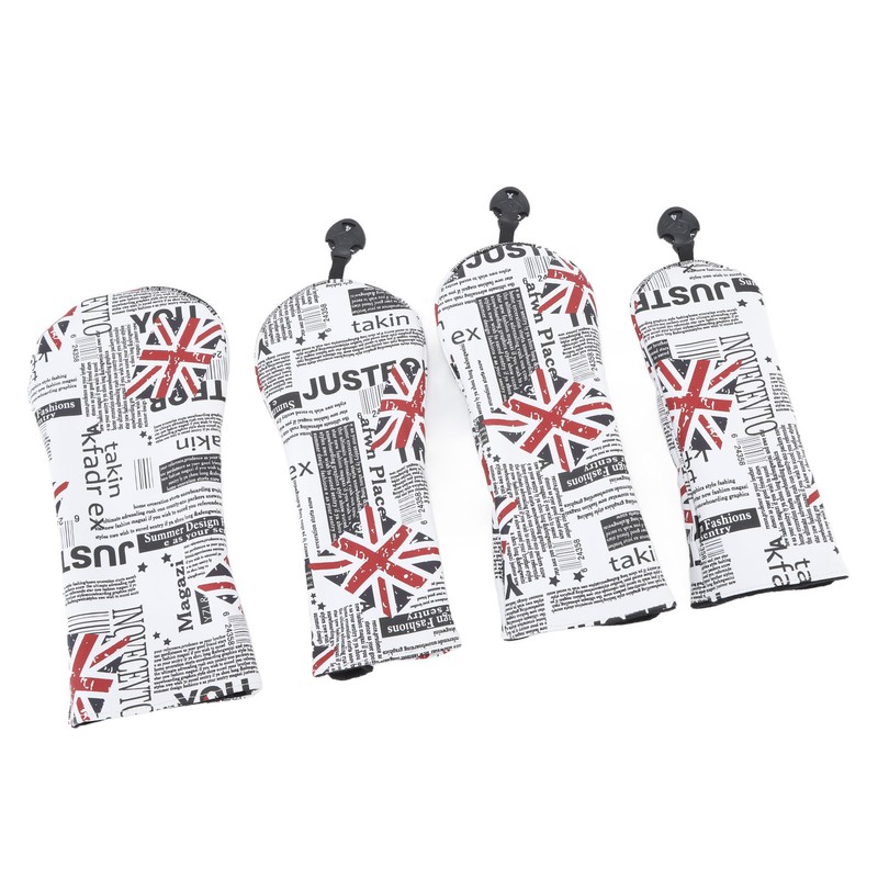 4Pcs UK Flag Print Golf Club Head Cover PU Golf
