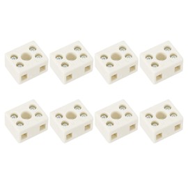 PATIKIL 2 Way Ceramics Terminal Blocks, 8Pcs 10A High Temp Porcelain Ceramic Connectors Bidirectional 5 Hole High Frequency Blocks for Lamp Fixture Electric Wire Cable, 18x13x22mm