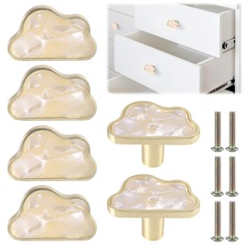 6 PCS Cloud Cabinet Knobs, White Decorative Zinc Alloy Drawer Handles, Cute Cloud-Shaped Cabinet Drawer Pulls for Drawers Cabinets Wardrobes Dressers, 37x23mm Furniture Door Knobs