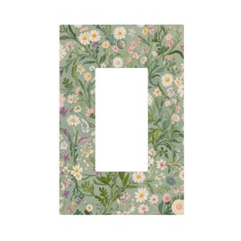 CZRPKEN Decorative Light Switch Cover Plate with Vintage Wildflowers & Daisies on Light Green Background Design 1 Gang Rocker Outlet Covers Single Decora Gfci Device Wall Plate