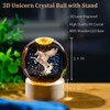 AOFEGRLT Unicorn Figurine Crystal Ball Lamp with LED Stand &