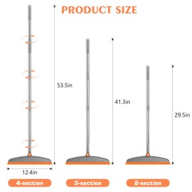 Multifunction Magic Broom, 54 Inch Adjustable Long Handle Silicone Floor Squeegee Broom, Sweep and Scrape 2 In 1 Household Cleaning Brooms for Floor, Bathrooms, Kitchens, Showers, Tile, Pet Hair,Glass