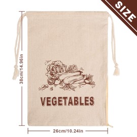 Whaline 4 Pcs Vegetable Storage Bag Vegetable Bag Natural Unbleached Vegetable Store Bag Linen Vegetable Bag Food Storage Bag Reusable Drawstring Bag for Home Food Storage Eco Product (10 x 15 in)