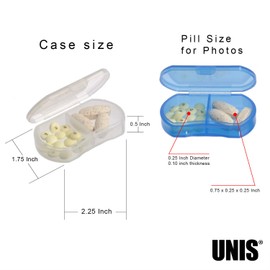 UNIS 6 Pack Small Thin Style Emergency Pill Medication Portable Container Case Box with Dual Compartments