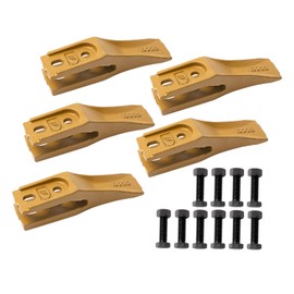 5 Pcs Trenching Bucket Teeth with Skid Steer Backhoe Bolt on Tooth for Skid Steer Loaders Grader Scraper Attachments, Yellow Mini Excavator Bucket Teeth with Bolt and Nuts