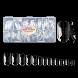 NMKL38 150PCS Dual Nail Forms 12 Sizes Extension Poly Nail Gel Full Cover Nail Molds With Scale Nail Art Design for Salon DIY at Home