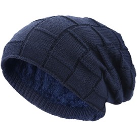 Hatstar Warm Lined Women's Beanie | Men's Hat Winter Hat | Unisex Knitted Hat | Braided Pattern with Fleece Lining, darkblue