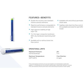 Pentair Pentek GRO-50EN High Efficiency Reverse Osmosis Membrane, TLC Encapsulated Replacement Membrane with Permeate Check Valve, 150 ML/Minute Drain Line Flow Control, 50 GPD Flow Rate