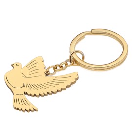 SHIGIE Stainless Steel Cute Pigeon Keychain Dove Animals Key Ring Jewelry For Women Bird Lovers Car Wallet Purse Key Gifts (Gold)