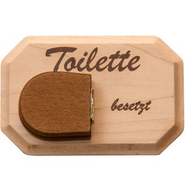 Spruchreif Wooden Toilet Sign with Toilet Lid for Folding, Toilet Door Sign, Toilet Sign, Funny Gift Idea, Natural