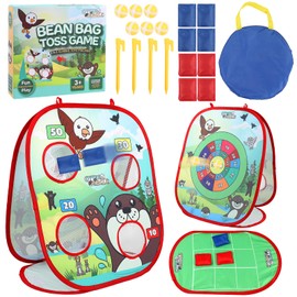 DERAYEE Toss Game Set,3 in 1 Bean Bag Toss Game Portable Toss Game Carnival Game Kit for Kids Gift Outdoor Sports Set