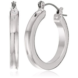 GUESS "Basic" Silvertone Wide Band Mini Hoop Earrings