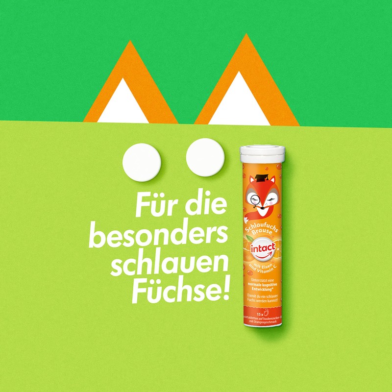 intact Schlaufuchs Effervescent (15 Pieces) with Orange Flavour, Effervescent Tablets