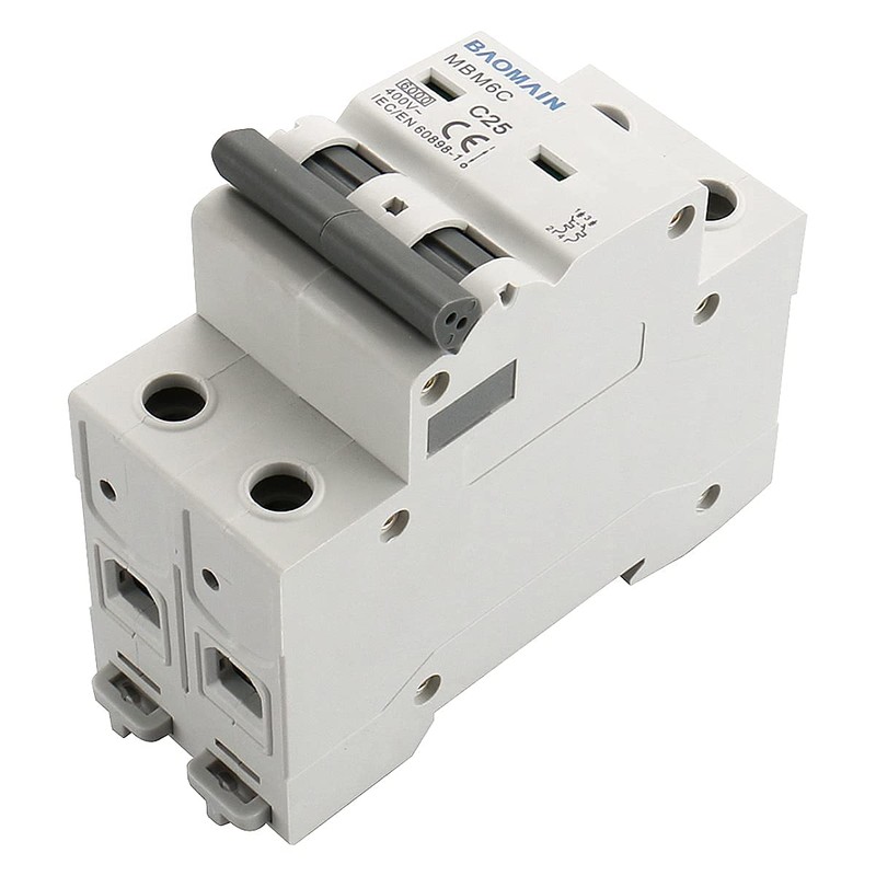 Baomain Miniature Circuit Breaker 2-Pole 25A MBM6C DZ47-63 C25 400VAC,