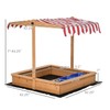 Yellow Wooden Sandbox for Kids, Outdoor Play with Adjustable Umbrella